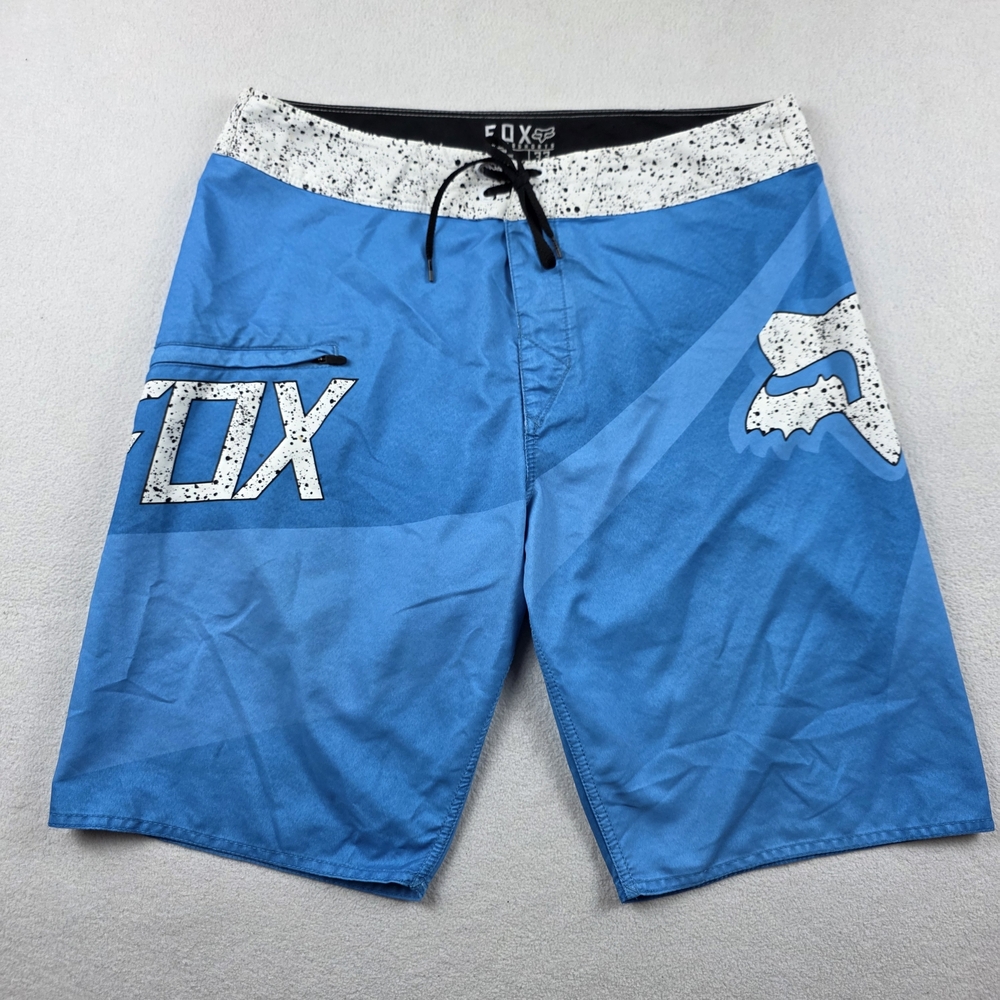 Fox Racing Board Shorts Men's Size 33 Blue Swimwear Pockets Surfing Vacation